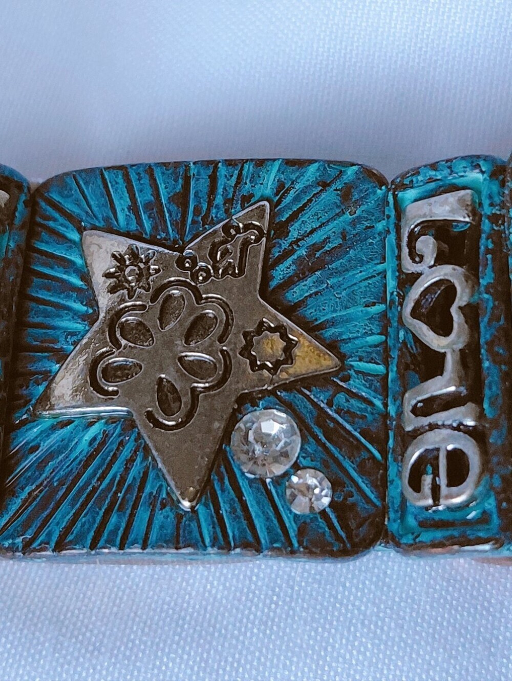Vintage Southwestern Mixed Metal Patina Stretch Cuff Bracelet I - Picture 3 of 9